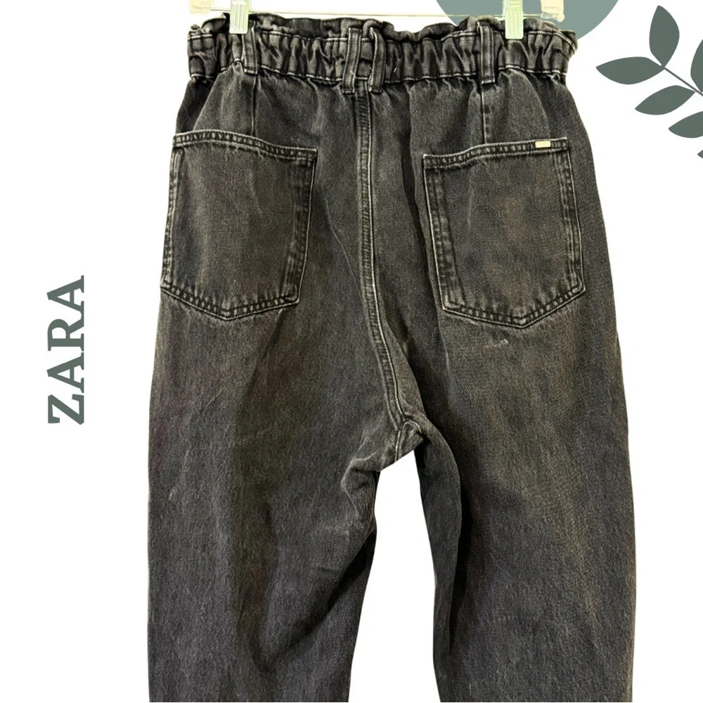 🛍️3/$40 ZARA High-Rise Paperbag Waist Black Jeans Size 8 - Picture 4 of 7